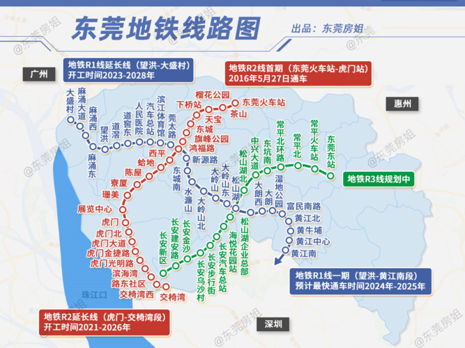 东莞地铁近期已开通/待开通线路图