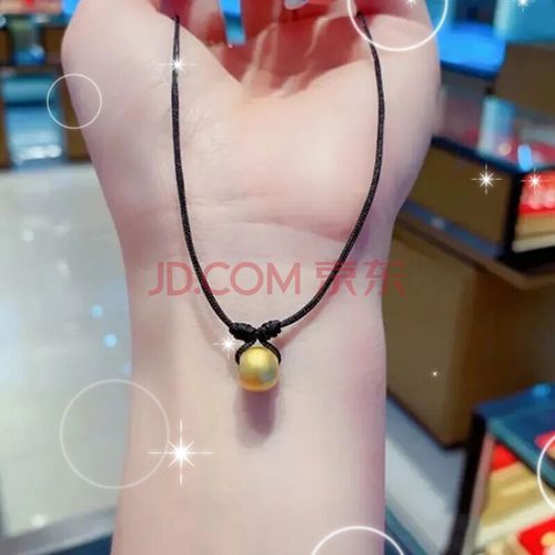 顺丰速运瑞诺黄金黑绳转运珠项链女999足金小金珠串珠编织金豆豆颈链