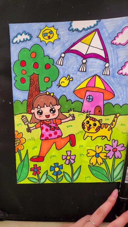 适合小朋友的儿童画《去郊游吧!