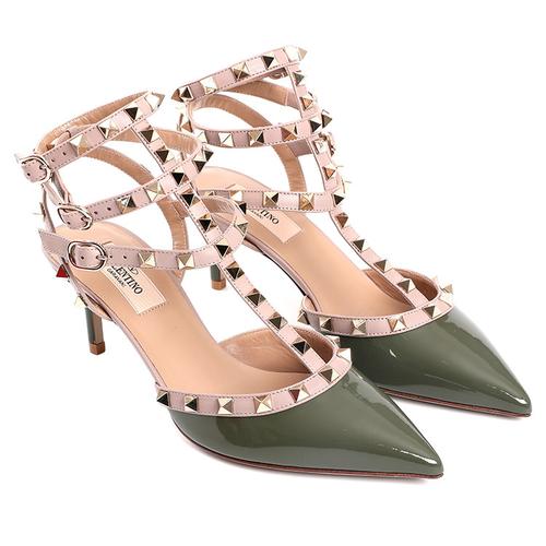 【18春夏】valentino/华伦天奴 rockstud 牛漆皮铆钉尖头高跟鞋pw2s
