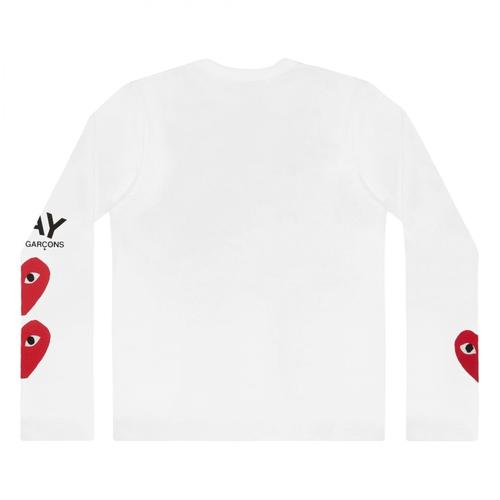自营comme des garcons 川久保玲play男款3颗心长袖t恤 白色 m