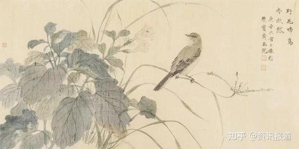 野花啼鸟亦欣然 46×55cm     绢本设色