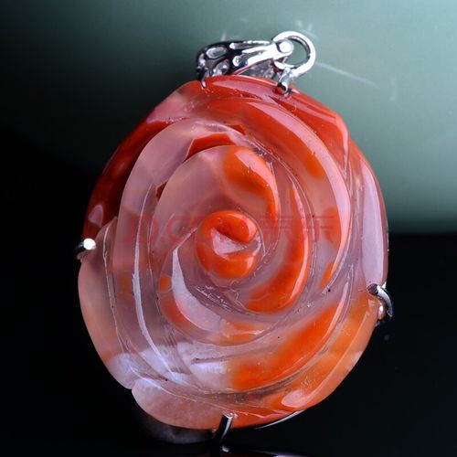 天然冰种南红玛瑙富贵花开吊坠11.87g 石来运好