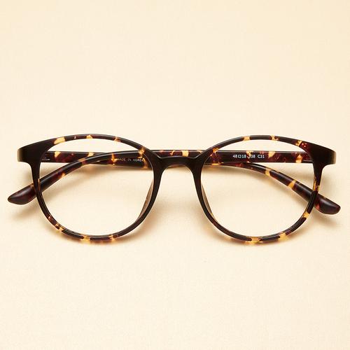 豹纹眼镜框女ins小脸圆框tr90玳瑁高数近视眼镜女防过敏不压鼻梁