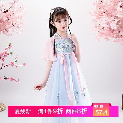 购客中国风唐装 儿童汉服女春装 女童原创汉服古装 超仙襦裙小女孩