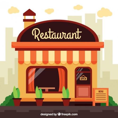 restaurant facade in flat design free vector