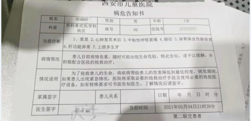 医院向家属下发病危通知书.受访者供图
