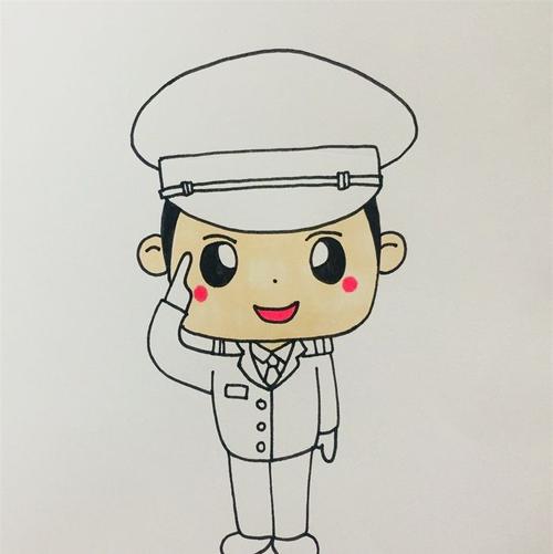 敬礼的警察叔叔怎么画