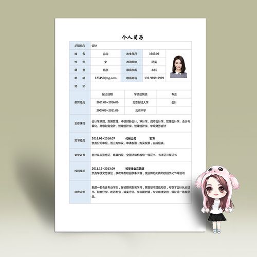 9简历模板应届生word封面自荐信英文大学生个人求职设计