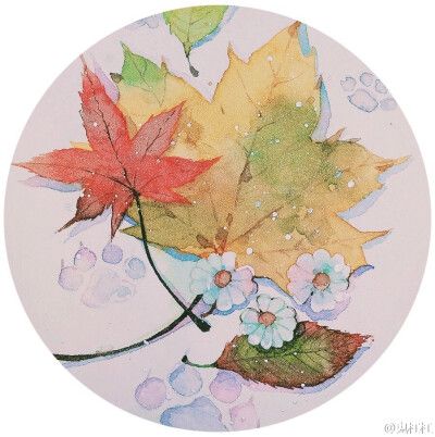 清新 叶子 水彩头像 @鬼杠杠