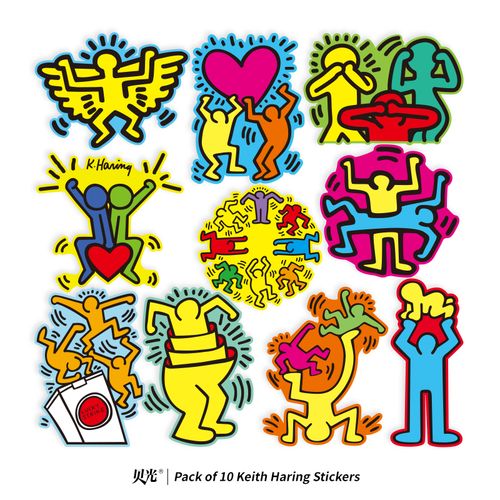 凯斯哈林keithharing艺术创意涂鸦滑板笔记本电脑旅行箱装饰贴纸