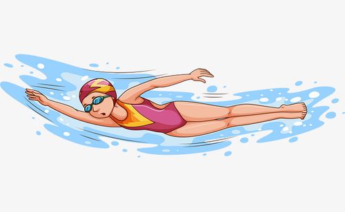 卡通手绘卡通手绘游泳的女人