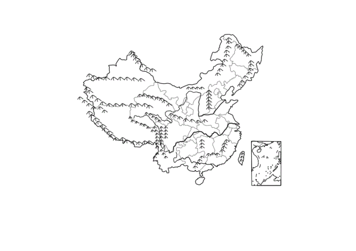 中国地形图山脉走向图及政区空白图.doc