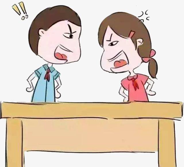 卡通手绘人物家庭矛盾纠纷夫妻吵架