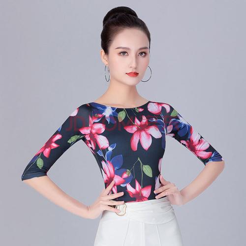 丹宝罗摩登舞上衣女 国标舞中袖新款舞衣修身摩登舞服