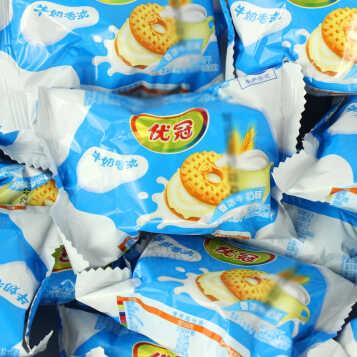 乐潮 包邮亿滋优冠牛奶香脆香浓夹心饼干500g散装牛奶/巧克力达能饼干