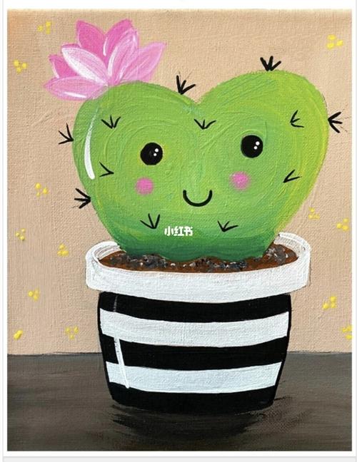 水粉画 可爱的仙人掌_水粉画_仙人掌_文化_绘画