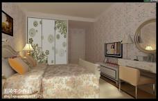 现代浪漫卧室墙纸装修效果图