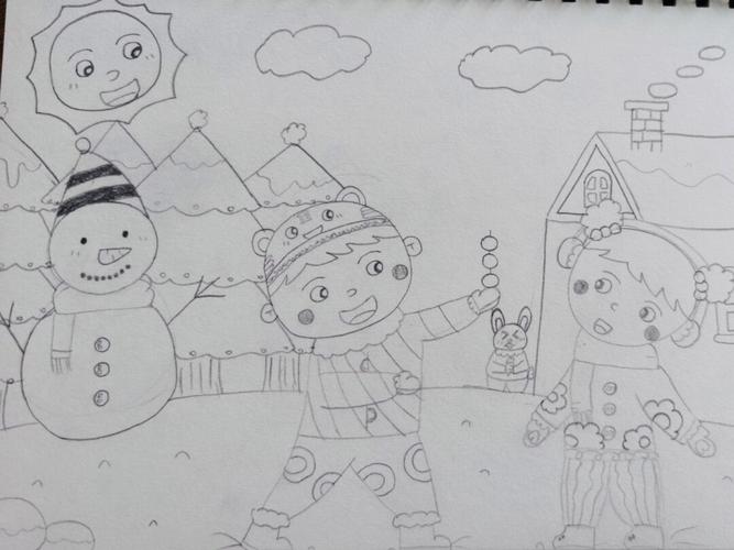 简笔画分享—《快乐寒假》_简笔画_寒假去哪玩_文化