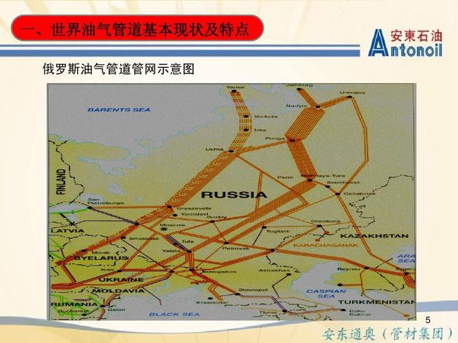 一,世界油气管道基本现状及特点 俄罗斯油气管道管网示意图