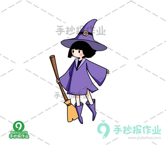 万圣节女巫和扫把简笔画