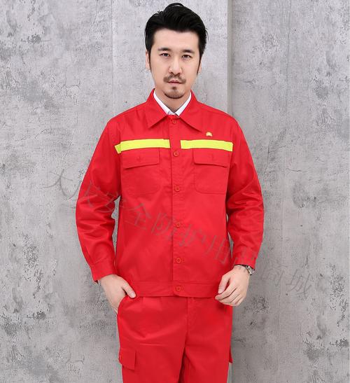 中石油工作服油田劳保服抗油拒水面料反光条红色套装春秋单层厚款