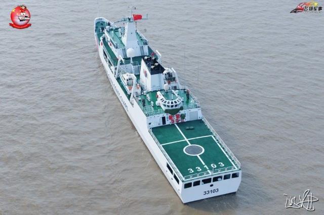 浙江海警最先进执法巡逻舰海警33103舰,1月29日上午在浙江海警第二