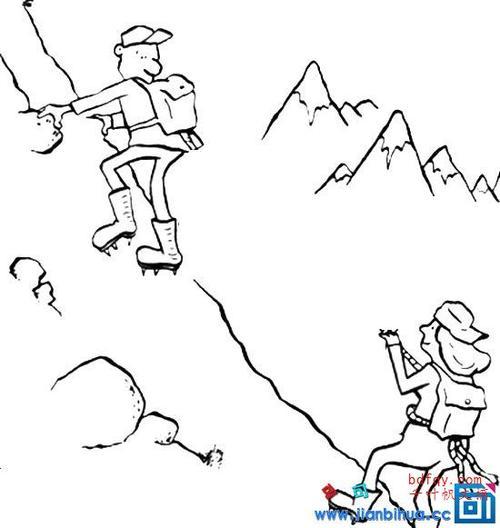 爬山简笔画登山简笔画