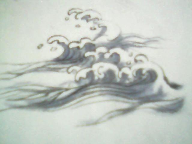 国画简单蓝色浪花图和怎么画