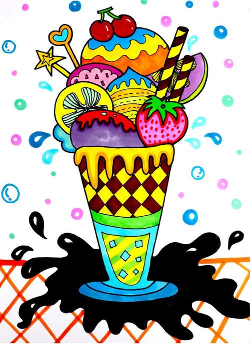 香洲街道中心小学"停学不停课"美术篇一一《美味的冰激凌》
