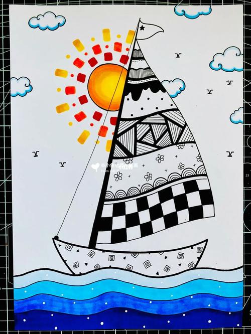 线描 帆船_线描_帆船_儿童画_兴趣爱好_绘画