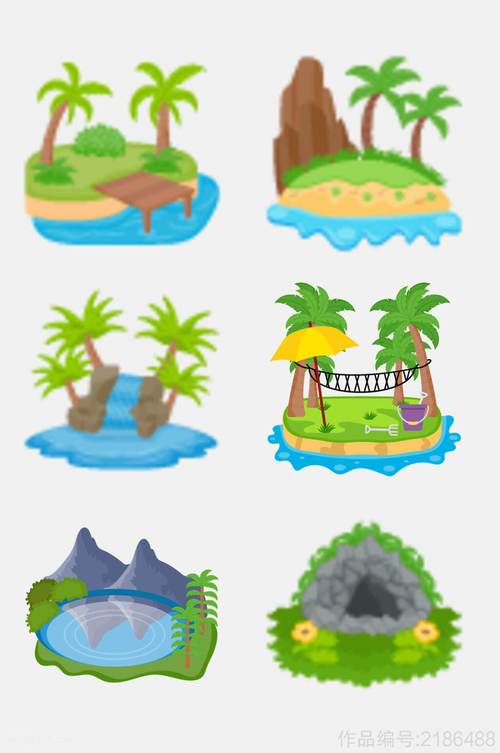 优美小岛海岛度假风景免抠元素素材