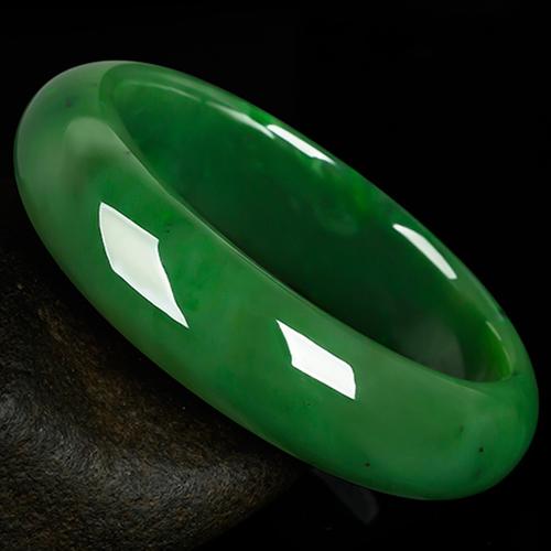 碧玉手镯女玉镯和田玉菠菜绿玉石带证多圈口可选
