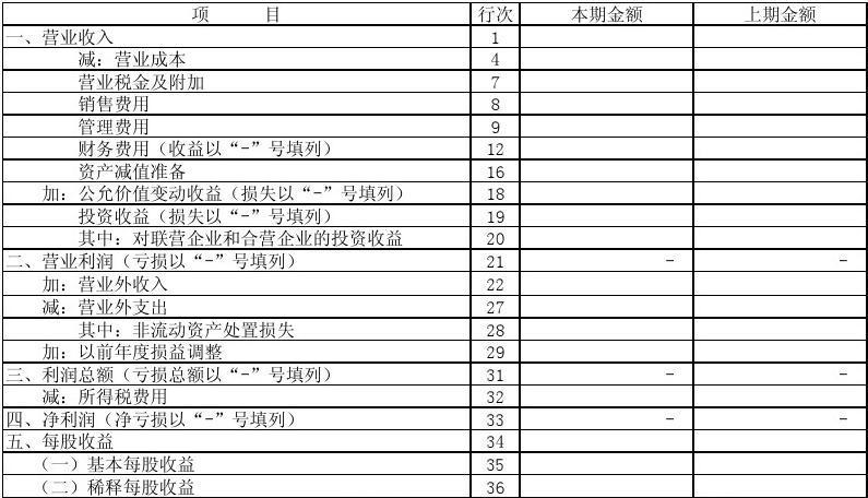 损益表模板
