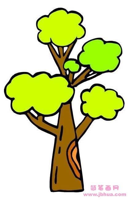 幼儿漂亮的涂色大树简笔画