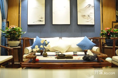 新中式风格,整体效果样板房标准设计.