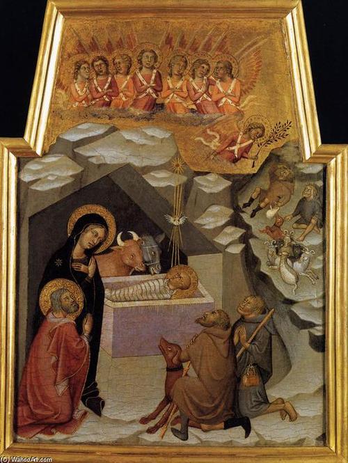 耶稣诞生和崇拜的牧羊人(2), 蛋彩画 通过 bartolo di fredi (1330