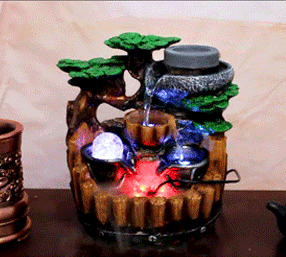 摆件 创意摆设品 时来运转石磨水景喷泉流水工艺品风水摆件