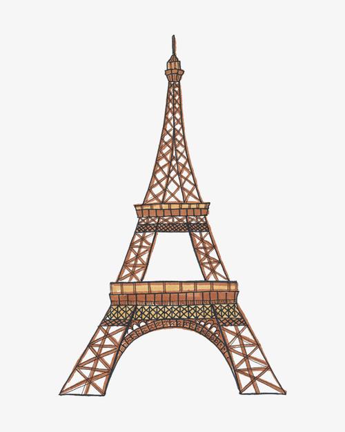 手绘卡通埃菲尔铁塔