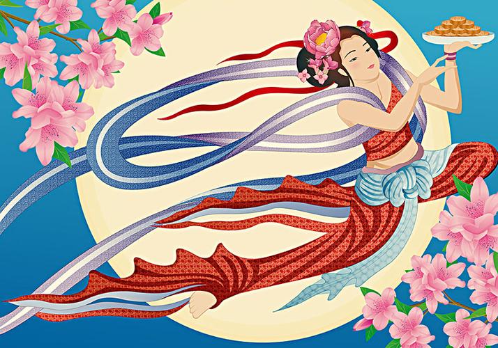中国嫦娥奔月插画