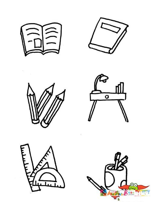 学习用品卡通简笔画大全,超简单的文具简笔画