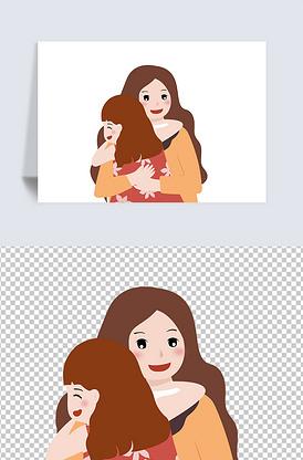 找相似母亲节卡通png免抠元素找相似母亲与女儿拥抱母亲节png免抠元素