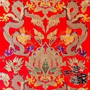 云锦双龙仿真丝织锦缎丝绸缎婚礼装龙纹礼服面料仿古旗袍唐装布料