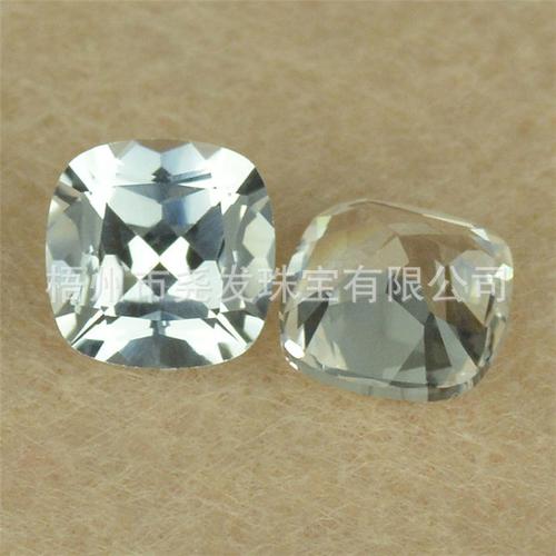 12#合成白刚玉透明白色宝石马眼形裸石 饰品配件橄榄形刻面戒面