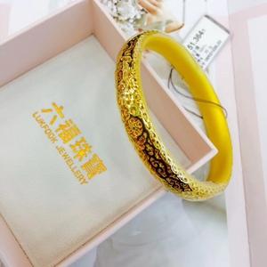 六福珠宝国内专柜代购 黄金手镯传承古法手镯富贵如意 花丝手镯