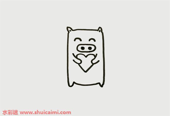 小猪可爱简笔画的画法步骤图解