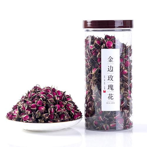 玫瑰花干玫瑰特级云南金边玫瑰天然花茶干花蕾泡茶泡水罐装120克