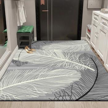 尊潮入户门地毯吸水防滑耐脏玄关客厅大地毯大门可裁剪家用灰羽毛100