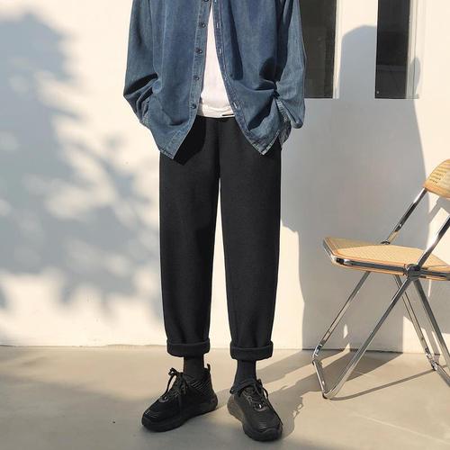 balenciaga裤子,balenciaga鞋子 巴黎世家抗皱毛呢长裤男秋季韩版潮流百搭休闲裤子2021新款宽松直