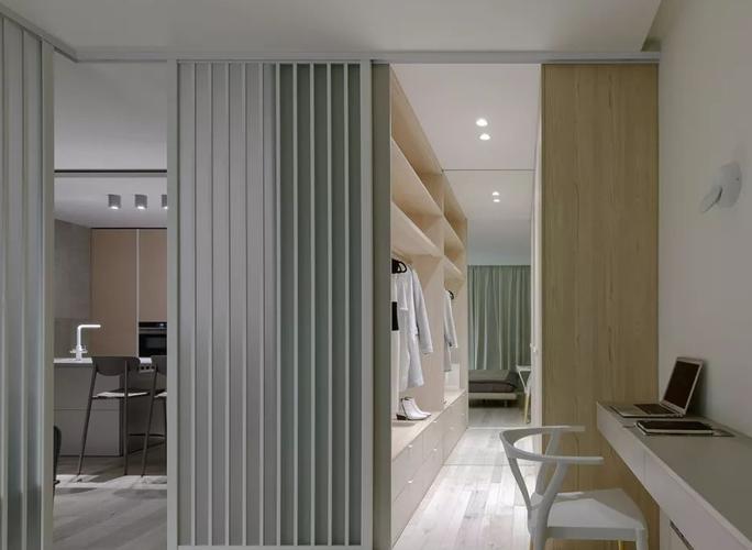 原创53㎡极简小宅,这么漂亮实用的卧室折叠门还是第一次见